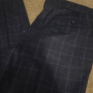 Ballin Blue Plaid Wool/Cashmere Theo Comfort EXE Slim Fit Pants men’s size 34